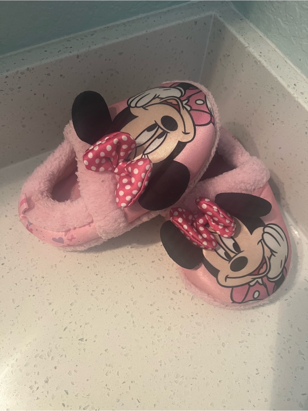 Kids Pink Minnie Mouse One-Piece Slippers